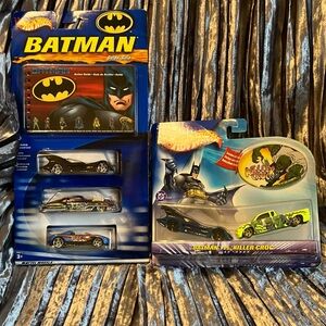 Hot Wheels Batman - 2 sets - Batmobile, Joker & Bane; Batman Vs Killer Croc